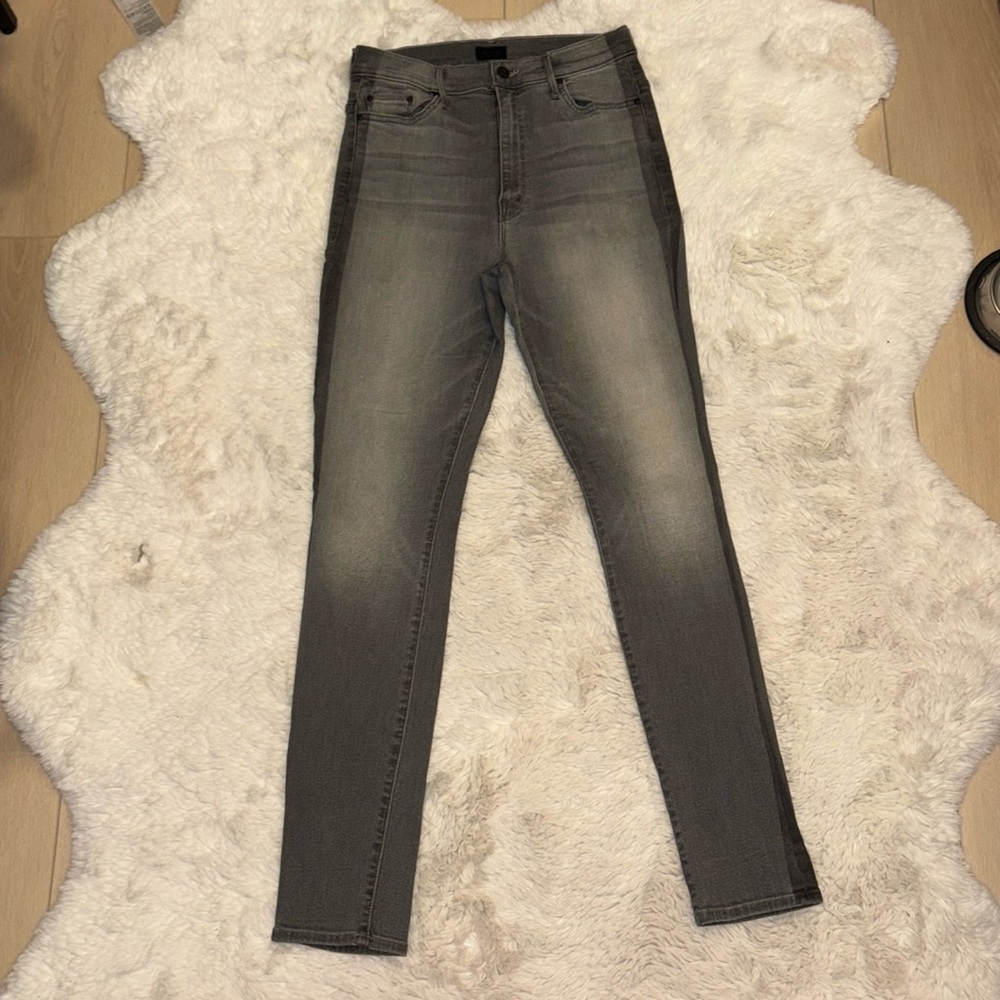 Mother Denim Women’s Size 27 Gray Supermoon Stripe High Waist The Swooner Jeans